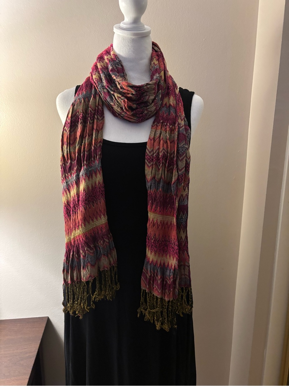 Tolani Scarf Women’s  Multicolor Zigzag Fringe Scarf